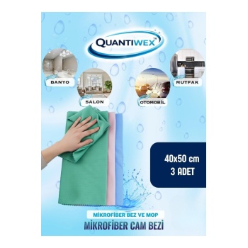 Mikrofiber Cam Silme Bez 40x50 cm 3 Adet İz Bırakmayan Cam Temizlik ve Araba Bezi